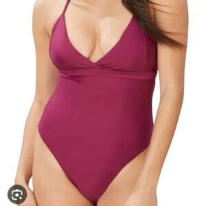 Andie Swim The Lagos One Piece Swimsuit Plum Purple Size Large Bathing Suit